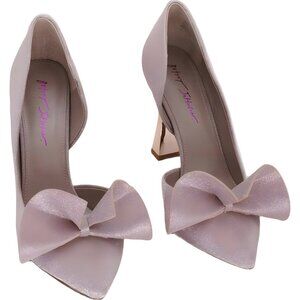 Betsey Johnson Nobble Sculpted Champagne Sparkle Metallic Bow Pumps US 11M